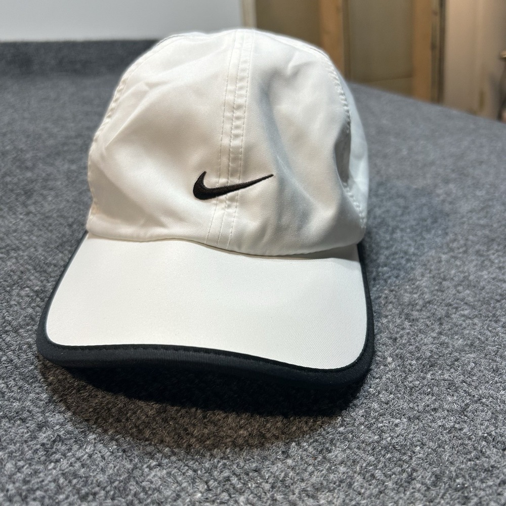Nike Featherlight Dri-Fit Strapback Running Hat Vented Performance Cap White OS